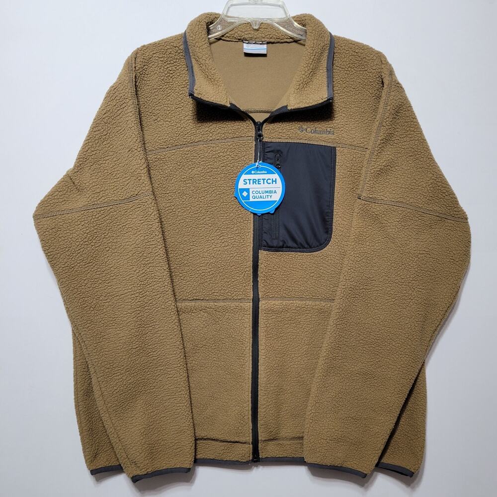 NWT Columbia Rugged Ridge Sherpa Brown Fleece Mens XL Full Zip AM0478